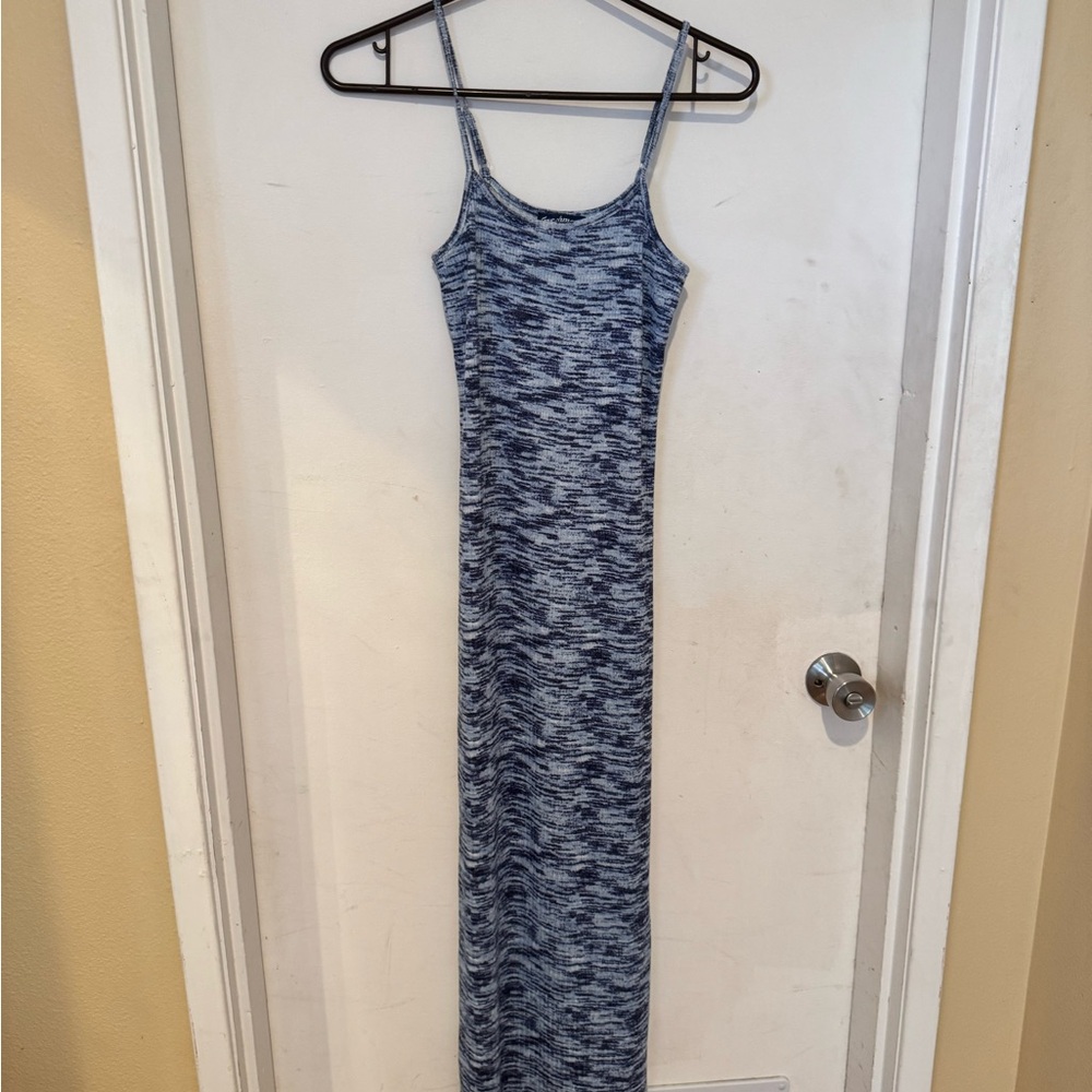 Blue textured Women's Midi Bodicon Dress